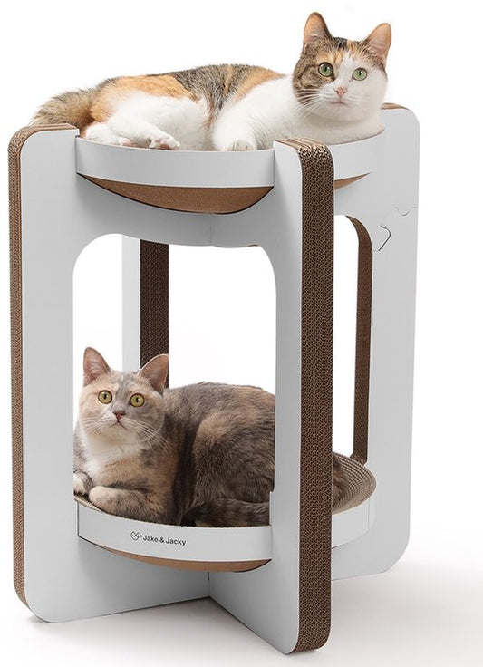 Jake en Jacky Krabkarton voor Katten - Krabpaal Karton - Krabplank - Krabmand - Krabmeubel - Kartonnen Krabmat - Kattenmand - Kattenbed - Kattentoren - 52x52x58cm