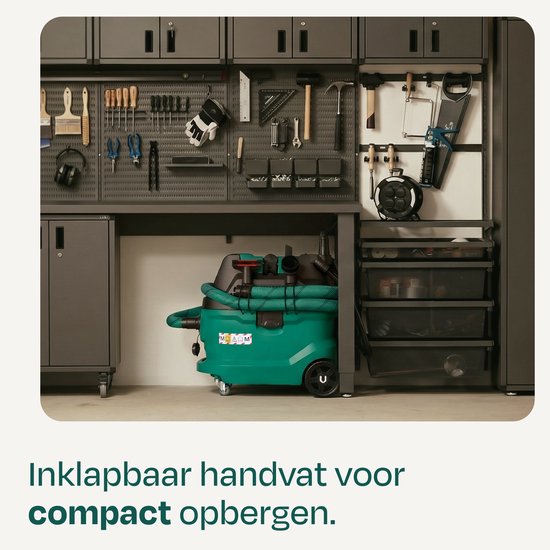 VONROC bouwstofzuiger nat/droog - M-klasse - 1600W - 22kPa - Automatische filterreiniging (klopfunctie) - HEPA H14 - 40L tank – Antistatische slang Ø35 mm