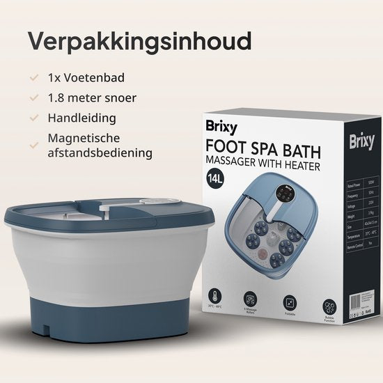 Brixy Voetenbad Automatische Massage - Voetmassage Apparaat - Elektrisch voetbad - Inklapbaar - Verwarmt Tot 48°C - 14L