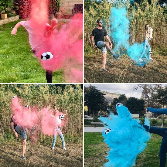 Partizzle Gender Reveal Voetbal - Met Roze & Blauwe Poeder - Babyshower Versiering - Boy or Girl Party - Alternatief Rookbom & Rookkanon - Plastic