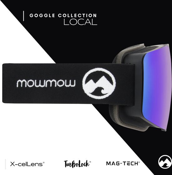 MowMow LOCAL Skibril Heren L/XL + Extra Lens – Magnetisch – Bio-Frame - R-Strap - UV400