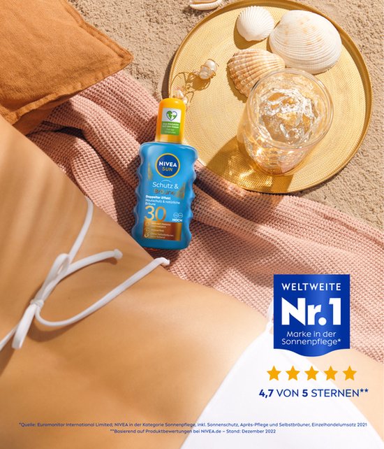 NIVEA SUN Protect & Bronze Zonnebrand Spray - SPF 30 - Zonnespray - Waterproof - Stimuleert een bruine huid - 200 ml