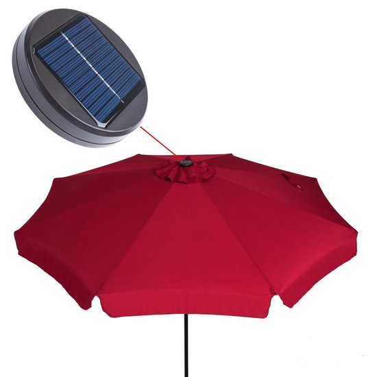 Kingsleeve Parasol - LED-verlichting 330 cm Solar - Rood