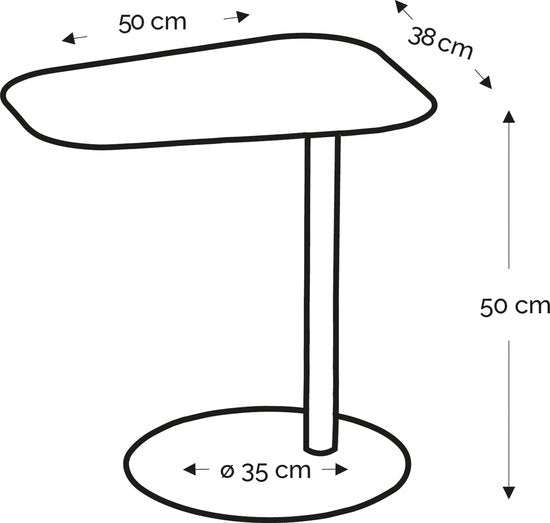 Spinder Design Bijzettafel NOORA - Wit - 50 Hoog - Staal