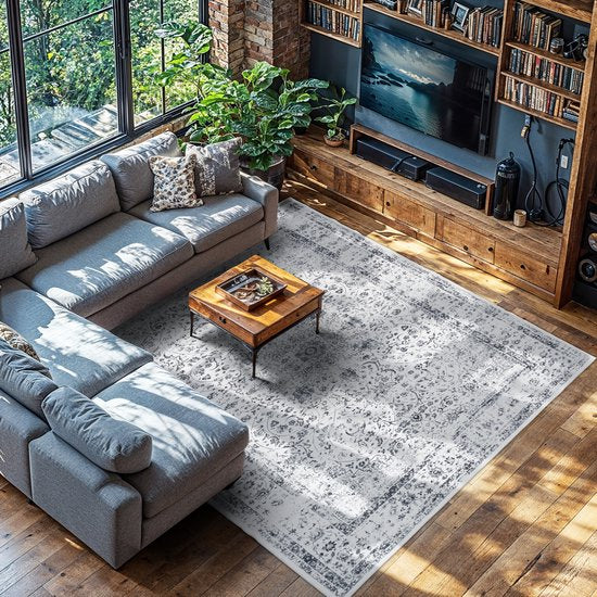 tectake - Vintage design tapijt - laagpolig vloerkleed - Aliya - 240cm x 340cm - grijs