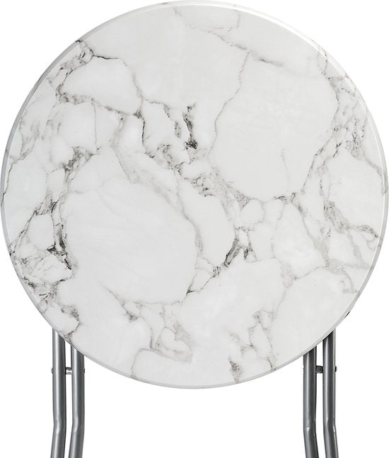 CASARIA Statafel Set van 2 - Inklapbaar Marmerlook 110cm Ø60cm - Wit