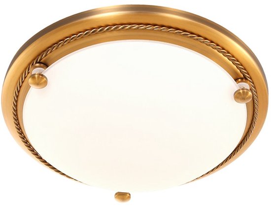 Plafonnieres Steinhauer Belleron 2785BR Brons Ø29 cm met 2 x E27 fittingen, van glas en metaal, klassiek design voor binnengebruik