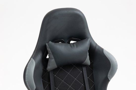 VDD Gaming - Gamestoel - Gamestoel met Voetsteun - Gamestoel zwart - Gaming Stoel - Bureaustoel gaming - Ergonomische Bureaustoel - Met Nekkussen & Verstelbaar Rugkussen - Game stoel Met Voetsteun - Ergonomische Game Stoel - Draaistoel- Zwart & Grijs