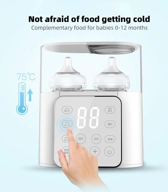 Dubbele flessenverwarmer - Multifunctioneel - Melkwarmer - Sterilisator - Nauwkeurige temperatuurregeling - Flessenwarmer