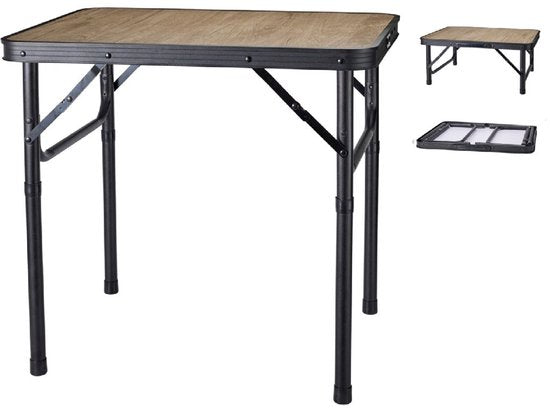 Redcliffs Campingtafel - aluminium - lichtgewicht - hout/zwart - 60 x 45 x 56 cm - verstelbaar/uitschuifbaar/opvouwbaar