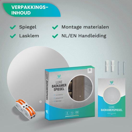 Mirlux Badkamerspiegel met LED Verlichting & Verwarming – Wandspiegel Rond – Anti Condens Douchespiegel - 60CM