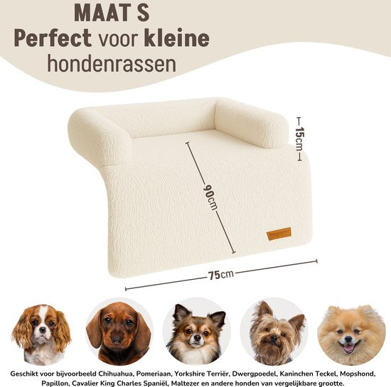 By Cee Cee Origineel Hondendeken Bank – Hondenkleed Bank - Hondenmand - Premium - Volledig Afritsbaar - Beige - 75x90 - Maat S