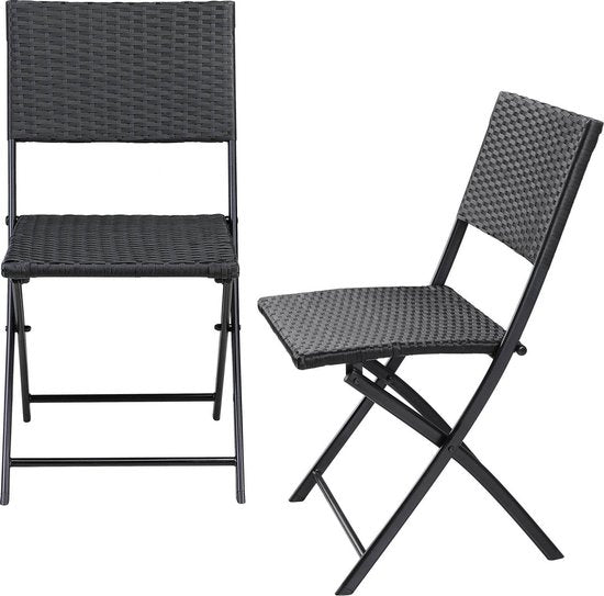 Casaria Polyrattan Klapstoel – 2 Stuks Weerbestendig – Zwart