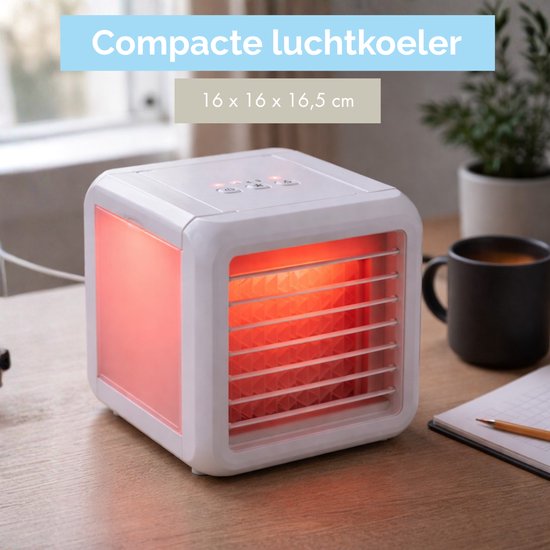 Lifetime Air Mini Air Cooler - Luchtbevochtiger Aircooler met 2 Koelelementen - Luchtkoeler met Water en 3 Standen - Mobiele Airconditioning zonder Slang voor Slaapkamer - 16 x 16 x 16,5 cm