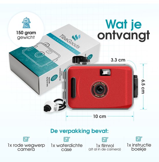 TibaGoods Wegwerpcamera - Met rol - Waterdicht - Analoge Camera - Kinder Camera