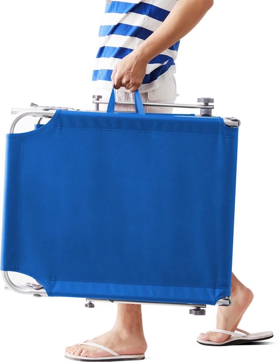 Casaria Ligstoel Ibiza – met Zonnedak - 190x59x29 cm – Blauw