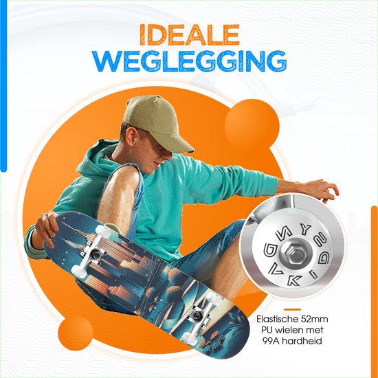 SYNDAKID® Skateboard - met Accessoires - 8" - Esdoorn Hout - ABEC-7 - Jongens - Meisjes - Kinderen - Volwassenen - Kind