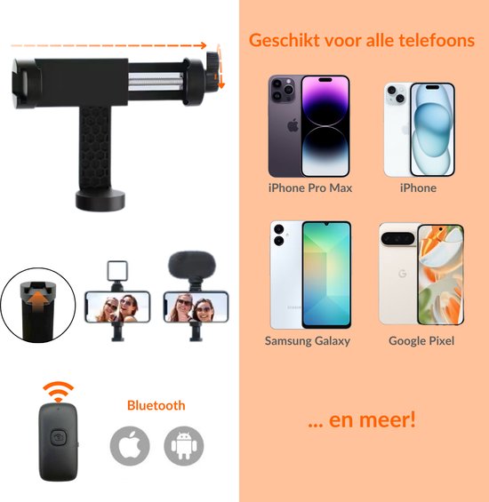 a sunny day Telefoon Statief - Tripod Smartphone - Statief Smartphone - Selfiestick Tripod - Statief telefoon - Tripod iPhone - Statief iPhone - Telefoon Standaard - Tot 180 cm - Tripod voor GoPro
