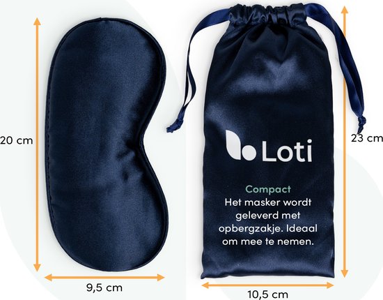 Loti Premium Zijden Slaapmasker + Opbergzakje - 100% Verduisterend Oogmasker - Verstelbaar - Blinddoek - Zijdezacht - Anti-Rimpel – Eye Mask – Sleep Mask – Blauw