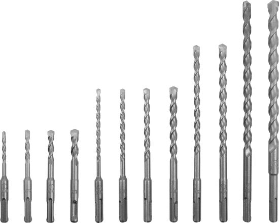 VONROC Boor- en beitelset SDS-Plus – 17-delig – Universeel – Koffer incl. boren, punt- en platbeitels