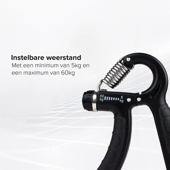 Verstelbare Handtrainer - Set van 2 - 5 tot 60 KG - Vingertrainer - Handknijper - Grip Trainer - Zwart