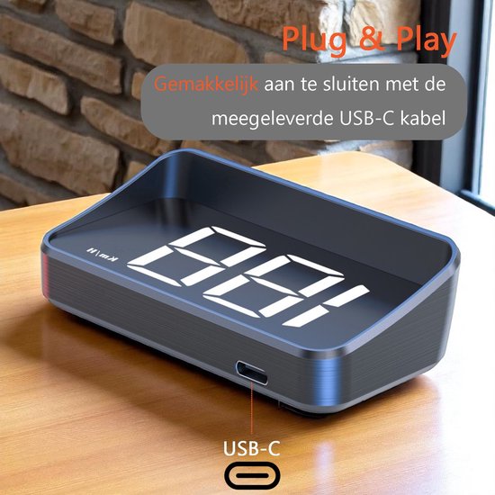Tech Essentials Automatische - GPS Snelheidsmeter Auto HUD - USB-C - Wit - Head Up Displays - Plug en Play