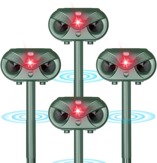 Kattenverjager - 4 Stuks - Ultrasone Muizenverjager - op Zonne Energie - Tegen Ongedierte - Groen - van Faas