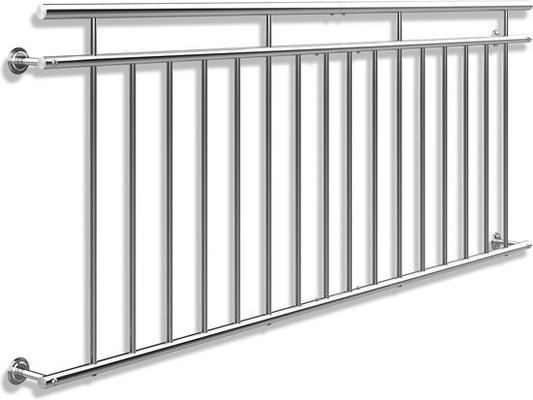 Monzana Franse Balkonreling – Staal 90x156cm 7 Spijlen - Zilver