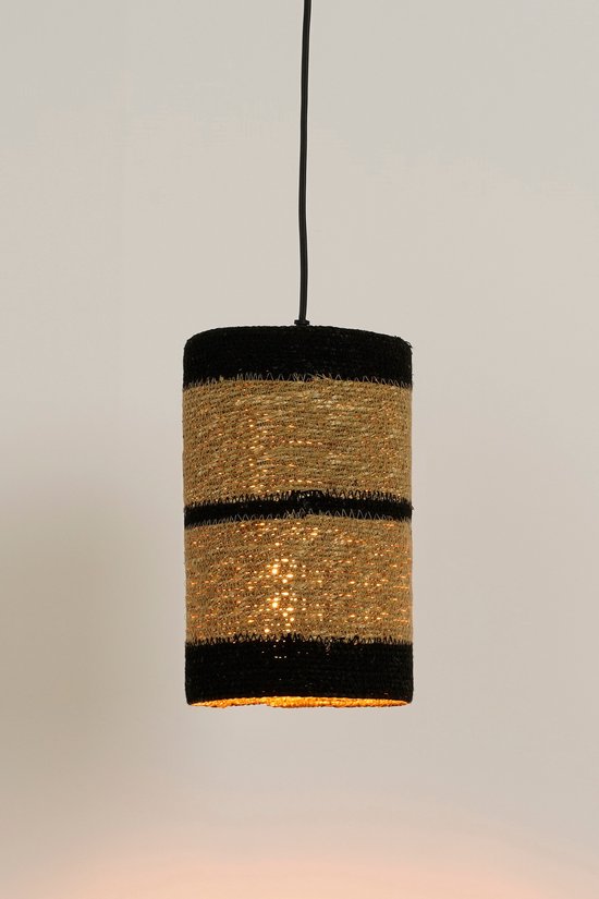 Mica Decorations Jinx Hanglamp - H30 x Ø15 cm - Jute - Zwart