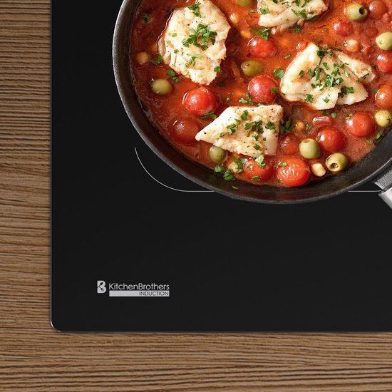 KitchenBrothers Inductie Kookplaat - Inbouw Inductieplaat - 80 cm - 1 Flexzone + 3 Zones - 1 en 2 Fase - Zwart