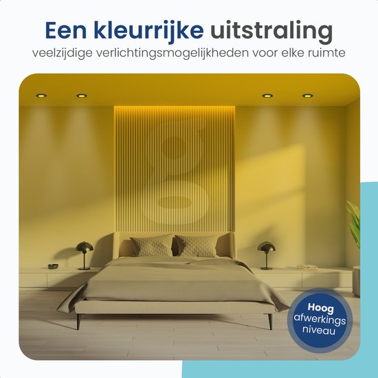 Gologi Slimme Inbouwspots - Smart LED Downlight Dimbaar - Kantelbaar - RGB+CCT Licht - Gu10 LED Lamp - Zwart