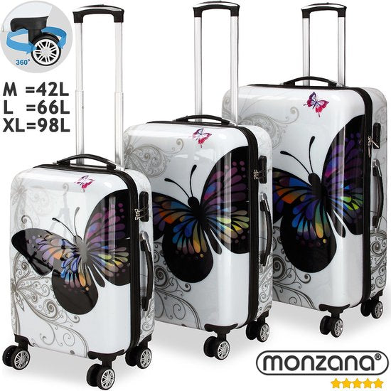 Monzana Reiskoffer Vlinder Set van 3 Polycarbonat 42L, 66L, 98L