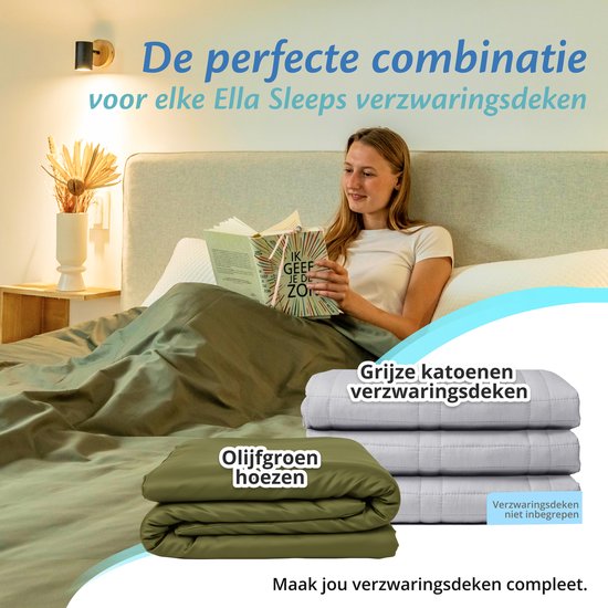 Hoes voor de verzwaringsdeken van EL Life 200 x 200 CM - 11 KG & 13 KG - Overtrek Hoes van 100% biologisch katoen - Olijf Groen