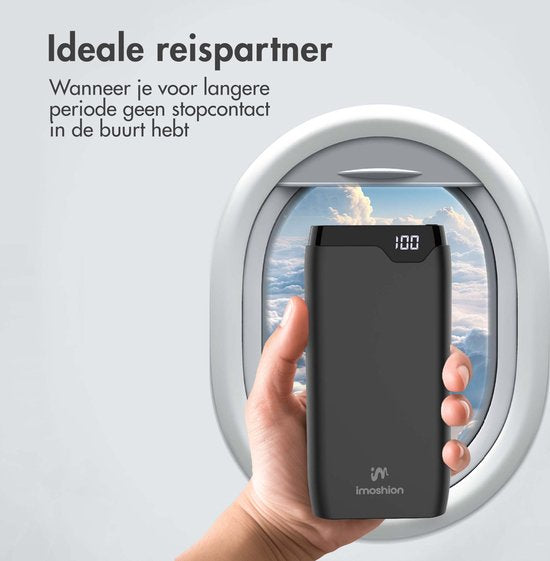 imoshion Powerbank 20000 mAh - Snellader 22.5W - LED-indicator - USB-C & USB-A - Universele Powerbank geschikt voor o.a. iOS/Android - Noodpakket - Zwart