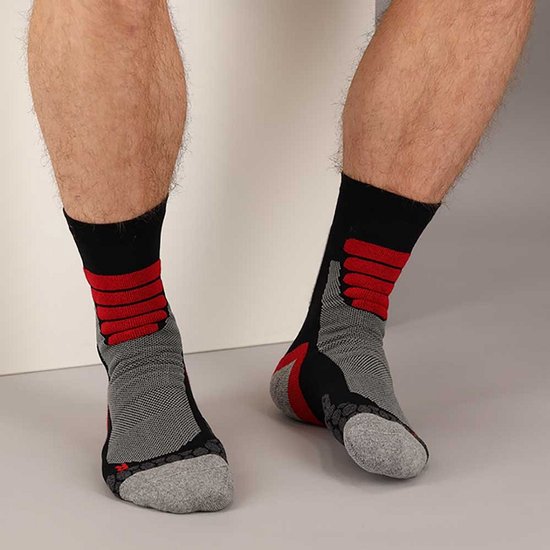Xtreme Wandelsokken Alle Weer 2-Pack Zwart&Red - Sokken - 42-45