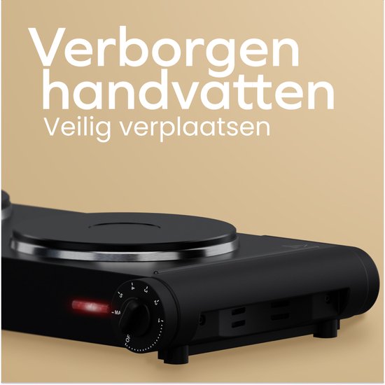 KitchenBrothers Elektrische Kookplaat - 2 Pits - Vrijstaand - 7 temperatuurstanden - 1500W + 1000W - Zwart