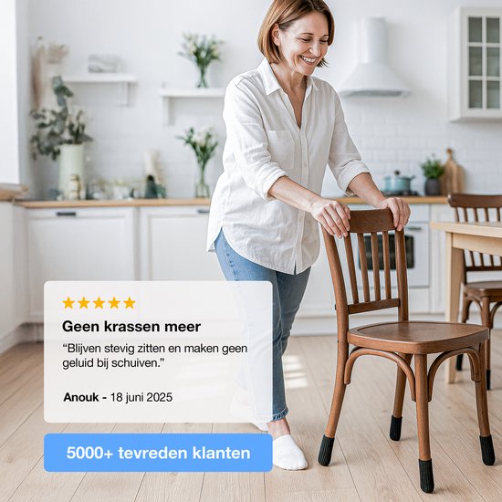 Luft Stoelpoot beschermers - 24 Sokken - Met anti-kras vilt - Vloer bescherming - Stoelbeschermers - Rond - Stretch - Zwart - Stoelsokken - Dopjes voor stoelpoten - Pootjes voor meubels