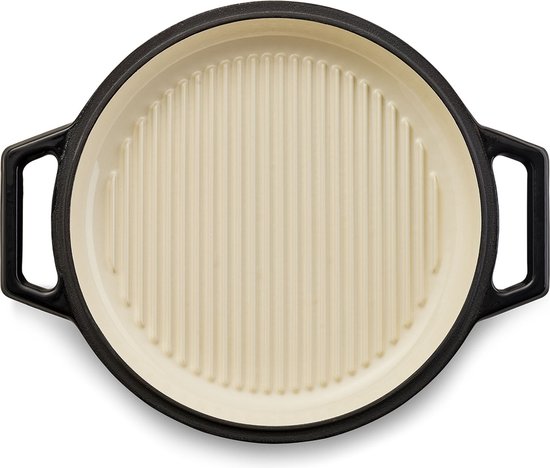 The Tasman Dutch Oven en Grill - Kookpot - Gerecycled Gietijzer - met Grill deksel - Ø29 cm – Zwart