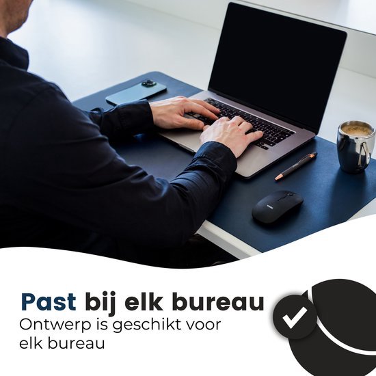 WURK Professionele Bureau Onderlegger Kunstleer – Bureau Organizer – Bureaumat – Bureau Accessoires – Muismat XXL– Inclusief Kabel Clip – 120x60 – Blauw