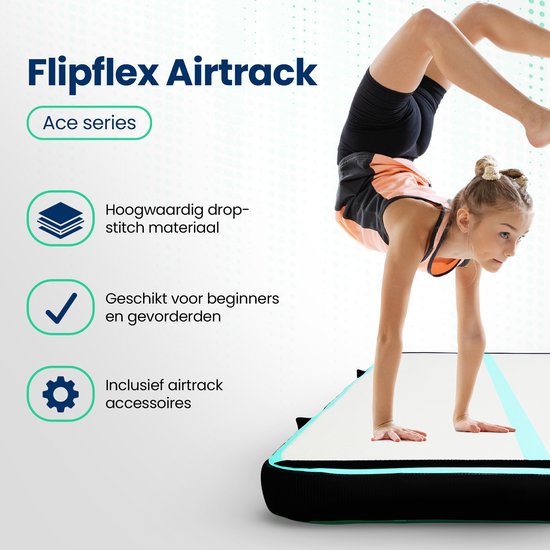 Flipflex Airtrack - Turnmat - 3 Meter - 10cm Dik - Gymnastiekmat - Inclusief 600W Miniblower - Met Luxe Draagtas - Turnen