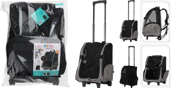 Dogs Collection - Dieren Trolley & Rugzak - 2 in 1 - Zwart - Opvouwbaar