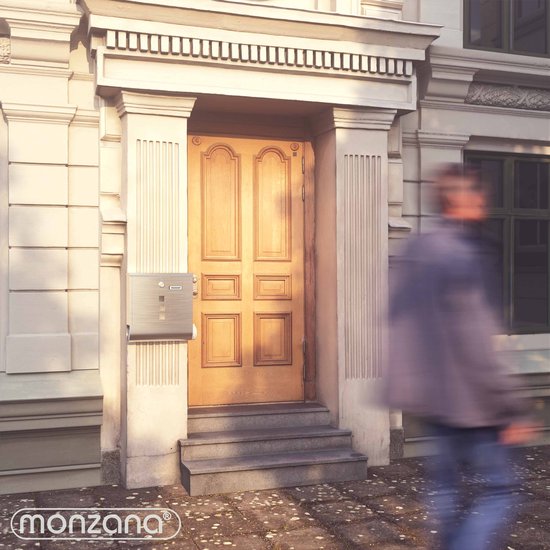 Monzana Design Brievenbus RVS – Krantenvak & 2 Sleutels - Zilver