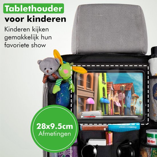 Travelhawk Auto Organizer - Autostoel Organizer voor Kinderen - Met iPadhouder - Zwart