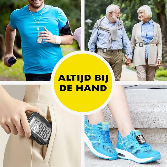 Zoluko Stappenteller – Incl. Batterij, Draagclip, Draagkoord en E-Book - 3D Technologie - Groot Scherm - Stappenteller Broekzak - Stappentellers - Activity Tracker - Activity Trackers - Stappenteller Clip - Pedometer - Zwart