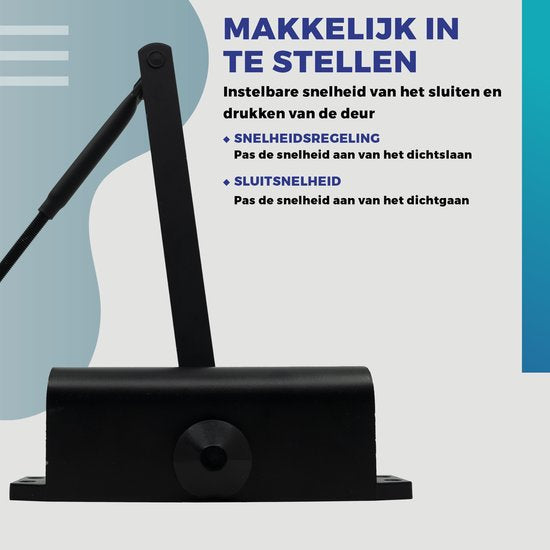 Gtrise Verstelbare Deurdranger - T/M 100KG - Large - Incl bevestigingsset - Hydraulisch - Hoge kwaliteit - Voor binnen & buiten - Veel functies - Deursluiter - Deurveer