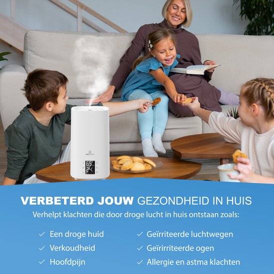 Aironex Luchtbevochtiger 3.8 Liter - Topfill - Aroma - Luchtbevochtigers - Humidifier - Geschikt voor Woonkamer, Kantoor, Babykamer, Slaapkamer