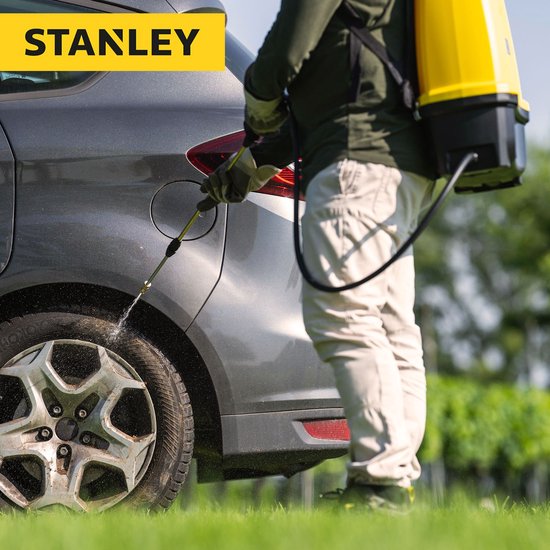 Stanley Druksproeier 16 L rug, rugsproeier tuin, drukspuit, elektrisch, heroplaadbare batterij lithium, telescopische lans, regelbare sproeikop, autonomie 2 h, max. 5 bar, 0.60 l/minuut, geel/zwart