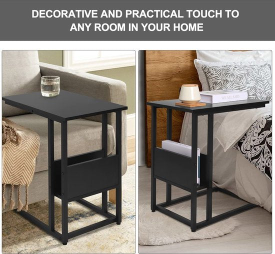 Salontafel - Bijzettafel - Bijzettafel - Loungetafel - Woonkamertafel - Accenttafel - Zwart - 55x36x59.5cm