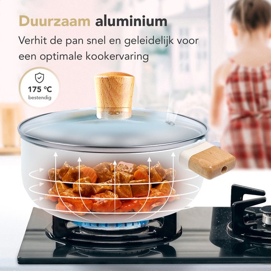 Rochester 18-delige Pannenset met Deksels - Set met PFAS-vrije Kookpotten, Koekenpannen & Steelpannen - Koekenpannenset - Kookpottenset - Inductie - Aluminium - Beige