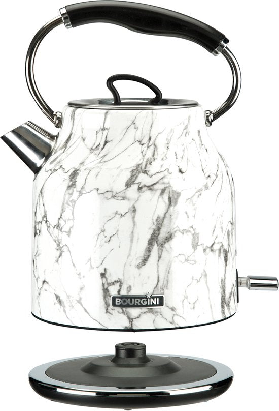 Marble Waterkoker retro - Marmerprint - Snoerloos te gebruiken - Metaal - antikalk waterfilter - ruime 1.7L inhoud voor 8 koppen thee - BPA vrij